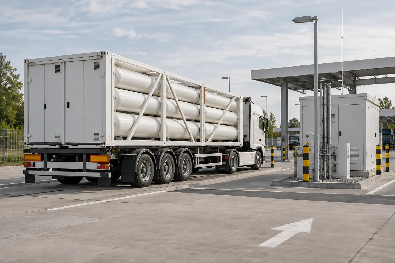 Illustration eines Druckgas-Trailers in einem Versorgungsbereich